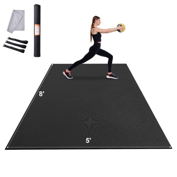 VEVOR Trainingsmatte, rutschfeste, hochdichte Premium-Yogamatte, Trainings-Yogamatte für Männer und Frauen, Fitness- und Trainingsmatte mit Tasche und Tragegurt, für alle Arten von Heim-Yoga, Pilates und Bodentraining (2,4 x 1,5 m)