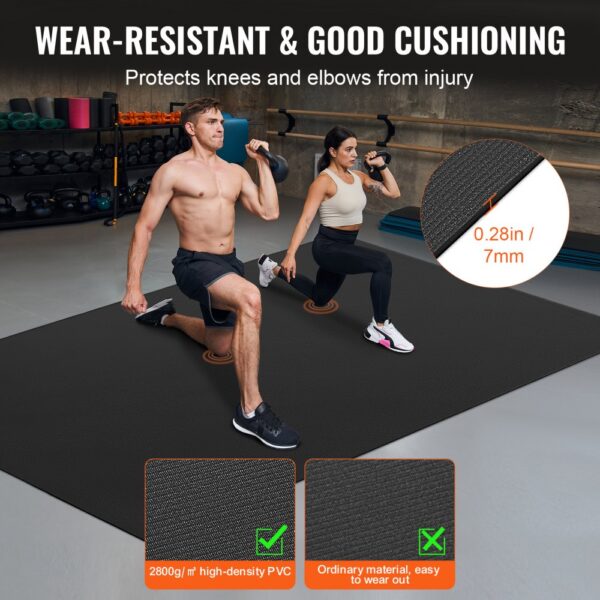 VEVOR Trainingsmatte, rutschfeste, hochdichte Premium-Yogamatte, Trainings-Yogamatte für Männer und Frauen, Fitness- und Trainingsmatte mit Tasche und Tragegurt, für alle Arten von Heim-Yoga, Pilates und Bodentraining (2,4 x 1,5 m) – Bild 4