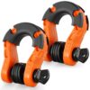 VEVOR 3/4 Zoll D-Ring-Schäkel, 2er-Pack Schäkel aus legiertem Stahl, 30 Tonnen Bruchfestigkeit, mit 7/8 Zoll Schraubstift, Isolatoren und Unterlegscheiben, robuster Bergungsschäkel für Geländefahrzeuge für Jeep-Trucks, orange