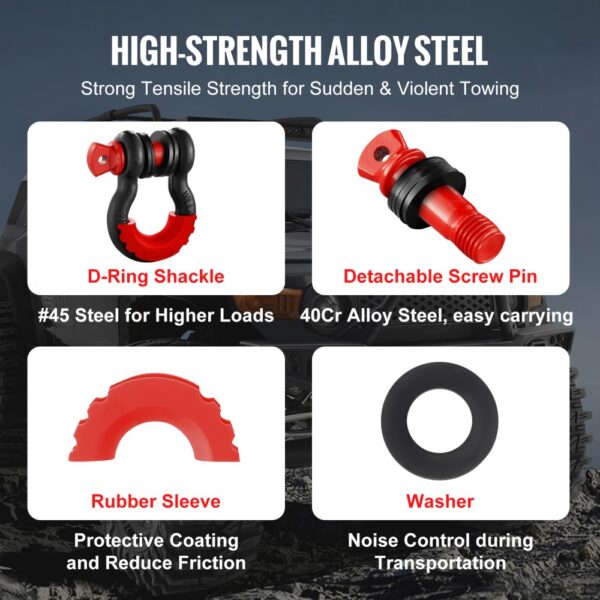 VEVOR 2er-Pack 3/4 Zoll D-Ring-Schäkel mit 7/8 Zoll Schraubstift Bruchfestigkeit 28500kg – Bild 3 VEVOR 2er-Pack 3/4 Zoll D-Ring-Schäkel mit 7/8 Zoll Schraubstift Bruchfestigkeit 28500kg – Bild 3