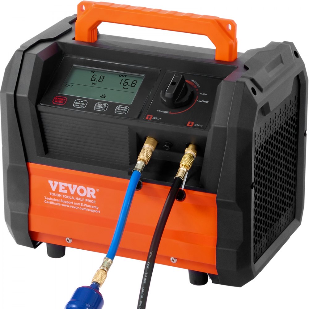 VEVOR Kältemittel-Rückgewinnungsmaschine, tragbare 1-PS-Klimaanlagen-Rückgewinnungsmaschine mit Doppelzylinder und bürstenlosem 3000-U/min-Motor, Freon-Kältemittel-Recycling-Tool für Autos, Klimaanlagen, Haushalts-HVAC