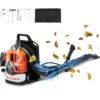 VEVOR Laubbläser als Rucksack, 63 CC 2-Takt Benzin-Laubbläser mit 1,89 l Kraftstofftank, 1110 CFM Luftvolumen, 220 MPH Geschwindigkeit, ideal für Rasenpflege, Laubreinigung und Schneeräumung