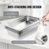 VEVOR 4er-Pack Hotelpfannen, Dampfpfanne in voller Größe mit Anti-Stau-Funktion und Deckel, 0,8 mm dicke Edelstahl-Dampftischpfanne, 4 Zoll tiefe kommerzielle Tischpfanne, Catering-Aufbewahrungspfanne für Lebensmittel, für Industrie und Wissenschaft – Bild 4