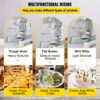 VEVOR Teigknetmaschine Küchenmaschine, 15 Qt Edelstahl Teigmixer, 600 W, einstellbar (130/233/414 U/min), inkl. Edelstahlschüssel, Knethaken, Schneebesen, Rührbesen, ideal für Bäckereien, Restaurants – Bild 5