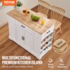VEVOR Kücheninselwagen, 117 cm Frühstücksbar mit Holzplatte und Lagerschrank, Bauernküchentisch mit verstellbarem Regal, Schublade, für Esszimmer, Küche und Wohnzimmer, weiß – Bild 2