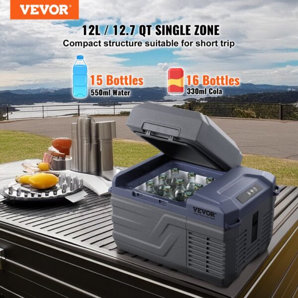 VEVOR Autokühlschrank, 12-Volt-Autokühlschrank, tragbarer 12-Liter-Einzelzonen-Gefrierschrank, einstellbarer Bereich von -4℉ bis 68℉, 12/24 V DC und 100-240 V AC-Kompressorkühler für Outdoor, Camping, Wohnmobil – Bild 2 VEVOR Autokühlschrank, 12-Volt-Autokühlschrank, tragbarer 12-Liter-Einzelzonen-Gefrierschrank, einstellbarer Bereich von -4℉ bis 68℉, 12/24 V DC und 100-240 V AC-Kompressorkühler für Outdoor, Camping, Wohnmobil – Bild 2