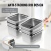 VEVOR 1/2-Größe 1/2 Gastronormbehälter, Edelstahl Behälter 6 Stk. 325 x 266 x 148 mm Speisebehälter, kommerzieller Dampfpfanne Warmhaltebehälter, Hotelpfanne Tisch Food Pan Buffet – Bild 4