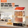 VEVOR Hot Dog Dampfgarer, 37L, 2-stufiger Hot Dog Hütten-Dampfgarer, 30℃~85℃, elektrischer Brötchenwärmer mit Schiebetüren aus gehärtetem Glas, Trennplattenzange, für Hot Dogs & Brötchen – Bild 2