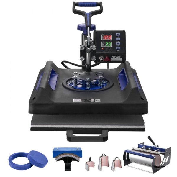VEVOR Hitzepresse Transferpresse 38x38cm 8 in 1 Tumbler Presse T-Shirts Blau