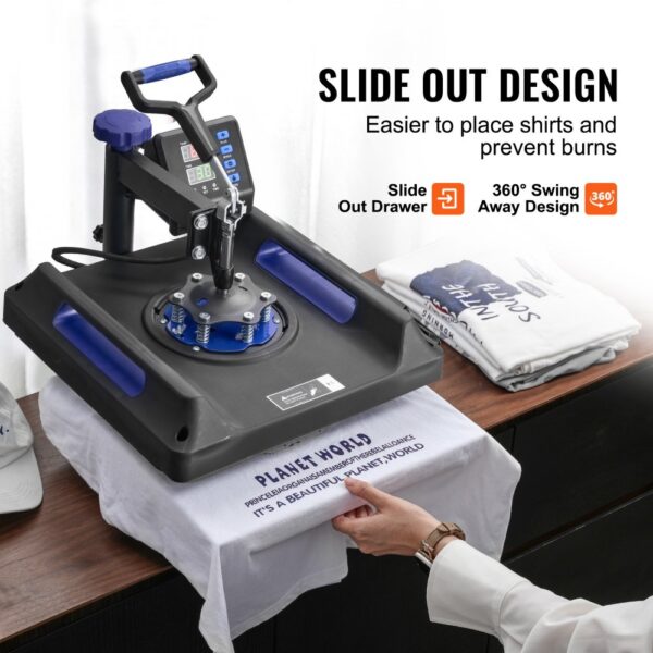 VEVOR Hitzepresse Transferpresse 38x38cm 8 in 1 Tumbler Presse T-Shirts Blau – Bild 4