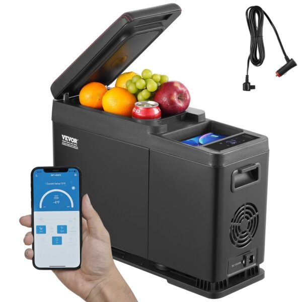 VEVOR Autokühlschrank, 12-Volt-Kühlschrank für die Armlehne des Autos, tragbarer 8-Liter-Gefrierschrank mit einer Zone, einstellbarer Temperaturbereich von -20 °C bis 20 °C, 12/24 V Gleichstrom und 100–240 V Wechselstrom, Kompressorkühler für den Außenbereich, Camping