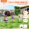 VEVOR Schaukel-Sets für den Garten, Schaukel-Set mit einer Tragkraft von 272 kg, mit 1 Tellerschaukelsitz, 2 Schaukelsitzen mit Gurten, robustem A-Rahmen-Schaukelständer aus Metall und verstellbarem Seil, Schaukel-Set für den Außenbereich für Kinder – Bild 2
