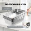 VEVOR 6er-Pack Hotelpfannen, Dampfpfanne in voller Größe mit Anti-Stau-Funktion, 0,8 mm dicke Edelstahl-Dampftischpfanne für Restaurants, 4 Zoll tiefe kommerzielle Tischpfanne, Catering-Aufbewahrungspfanne für Lebensmittel, für Industrie und Wissenschaft – Bild 4
