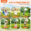 VEVOR Schaukel-Sets für den Garten, 6-in-1-Schaukel-Set mit 2 Schaukeln, Trapezstange, Kletterleiter, Kletternetz und Basketballkorb, 200 kg Tragkraft, robustes Metall-Schaukel-Set für den Außenbereich für Kinder ab 3 Jahren – Bild 2