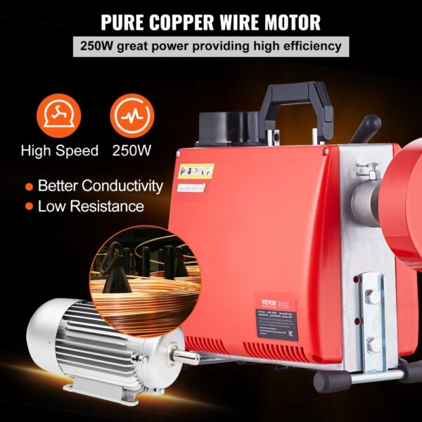 VEVOR 250W Rohrreinigungsmaschine Rohrreinigungsgerät, 20mx15,8mm/4,6mx9,5mm Stahlseile für Rohre von 4-10 cm, mit 7 Schnellwechsel-Rohrschneidern für Wohnungen, Büros und öffentlichen Räumen – Bild 5