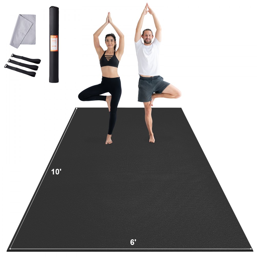 VEVOR Trainingsmatte, rutschfeste, hochdichte Premium-Yogamatte, Trainings-Yogamatte für Männer und Frauen, Fitness- und Trainingsmatte mit Tasche und Tragegurt, für alle Arten von Heim-Yoga, Pilates und Bodentraining (3 x 1,8 m)