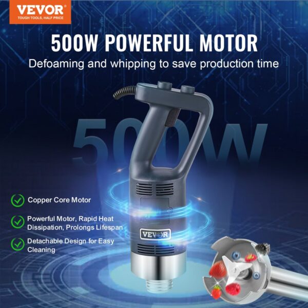 VEVOR Kommerzieller Stabmixer, 500 W Hochleistungs-Handmixer, 16 Zoll stufenloser Mixer mit variabler Geschwindigkeit und Edelstahlklinge, tragbarer Mehrzweckmixer für Suppen, Saucen, Kartoffelpüree, Sahne – Bild 2