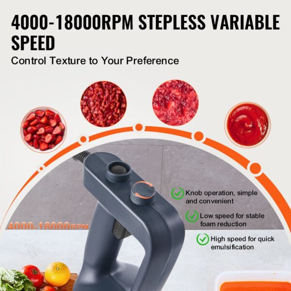 VEVOR Kommerzieller Stabmixer, 500 W Hochleistungs-Handmixer, 16 Zoll stufenloser Mixer mit variabler Geschwindigkeit und Edelstahlklinge, tragbarer Mehrzweckmixer für Suppen, Saucen, Kartoffelpüree, Sahne – Bild 3