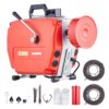 VEVOR 120 FT x 7/8 Zoll Rohrreinigungsmaschine, 420 W elektrische Rohrreinigungsspirale mit manueller Zuführung – mit 6 Schneidern, 2 Stahlkabeln (120' x 7/8" und 18' x 3/8") & CW/CCW-Steuerung für 1,9" bis 6" Rohre
