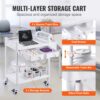 VEVOR Laborwagen mit 2 Ebenen, Laborwagen mit 2 Ablagen, 2 Schubladen und 4 leisen Rädern, mobiler medizinischer Wagen aus PP-Material, Laborrollwagen mit 3 Mülleimern für Labor, Klinik, Krankenhaus, Salon, weiß – Bild 5