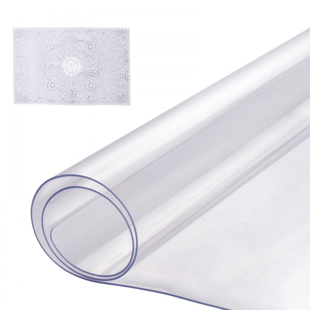 VEVOR Kunststoff-Tischdecke, 16 x 32 Zoll, 1,5 mm dick, transparenter Tischschutz, rechteckige PVC-Schreibtischunterlage, wasserdichte und leicht zu reinigende Schreibtischunterlage, Tischdecke, für Büro, Kommode, Esszimmertisch, Nachttisch