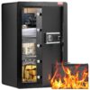 VEVOR Safe Tresor mit feuerfester Geldtasche, Einzeltür-Safe 99 L, 2 Trennwände, digitaler Möbeltresor mit Schlüssel und Code, Wertsachenbox für Geld, Schmuck und Medikamente, Geldtresor Schwarz