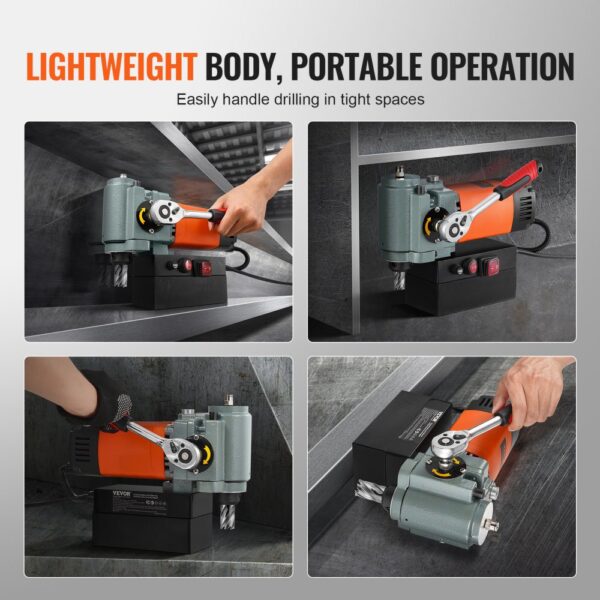 VEVOR Magnetbohrmaschine, Kernbohrmaschine 1300 W, flache tragbare Magnetbohrmaschine mit Kühlvorrichtung und Überlastschutz, Magnetpresse für Geräteinstallation, Industrie, Metallbearbeitung, Orange – Bild 3 VEVOR Magnetbohrmaschine, Kernbohrmaschine 1300 W, flache tragbare Magnetbohrmaschine mit Kühlvorrichtung und Überlastschutz, Magnetpresse für Geräteinstallation, Industrie, Metallbearbeitung, Orange – Bild 3