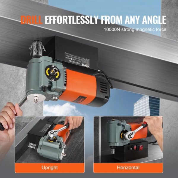 VEVOR Magnetbohrmaschine, Kernbohrmaschine 1300 W, flache tragbare Magnetbohrmaschine mit Kühlvorrichtung und Überlastschutz, Magnetpresse für Geräteinstallation, Industrie, Metallbearbeitung, Orange – Bild 5 VEVOR Magnetbohrmaschine, Kernbohrmaschine 1300 W, flache tragbare Magnetbohrmaschine mit Kühlvorrichtung und Überlastschutz, Magnetpresse für Geräteinstallation, Industrie, Metallbearbeitung, Orange – Bild 5