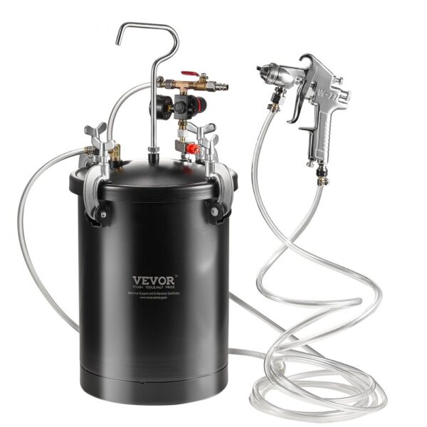 VEVOR Druckbehälter für Sprühfarbe, 15 L Druckbehälter, 60 psi einstellbarer Druck, Stahl-Druckbehälter-Farbbehälter mit Spritzpistole, Schläuchen, Druckmesser, für Heimdekoration, Industrielackierung
