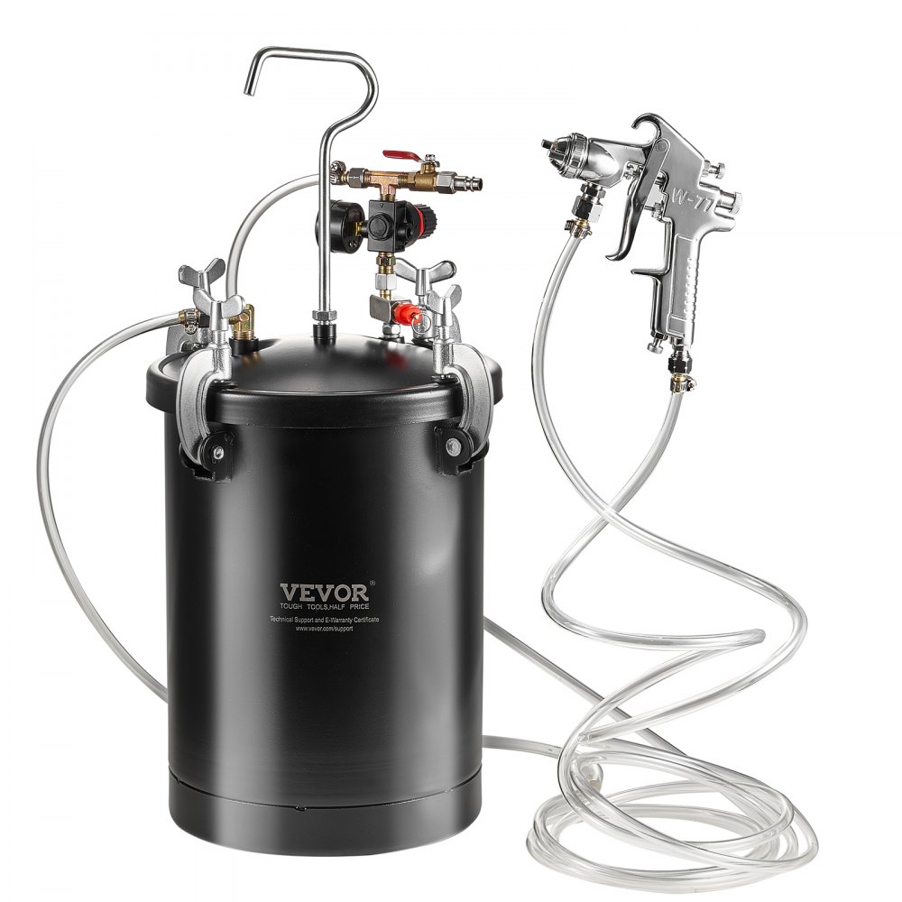 VEVOR Druckbehälter für Sprühfarbe, 15 L Druckbehälter, 60 psi einstellbarer Druck, Stahl-Druckbehälter-Farbbehälter mit Spritzpistole, Schläuchen, Druckmesser, für Heimdekoration, Industrielackierung