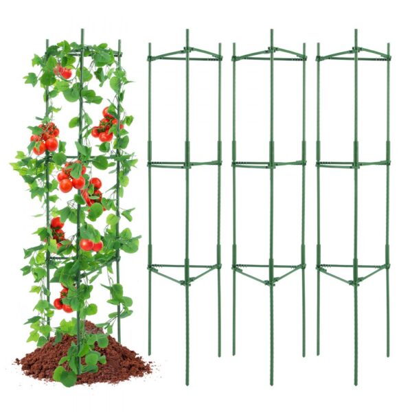 VEVOR 4er-Pack Tomatenkäfige für den Garten, 63 Zoll Tomaten-Spalier-Pflanzenpfahl-Unterstützung, stapelbarer hoher Pflanzenstützkäfig, für Hochbeete, Gemüse, Blumen und Kletterpflanzen