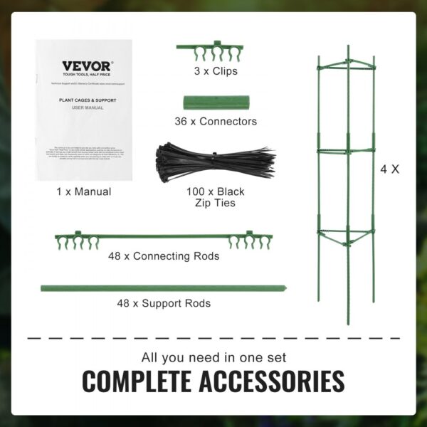 VEVOR 4er-Pack Tomatenkäfige für den Garten, 63 Zoll Tomaten-Spalier-Pflanzenpfahl-Unterstützung, stapelbarer hoher Pflanzenstützkäfig, für Hochbeete, Gemüse, Blumen und Kletterpflanzen – Bild 5