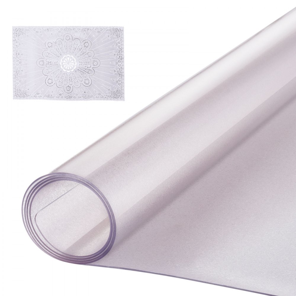VEVOR Kunststoff-Tischdecke, 61 x 121,9 cm, 1,5 mm dick, mattierter Tischschutz, rechteckige Schreibtischunterlage aus PVC, wasserdichte und leicht zu reinigende Schreibtischunterlage, Tischdecke, für Büro, Kommode, Esszimmertisch, Nachttisch