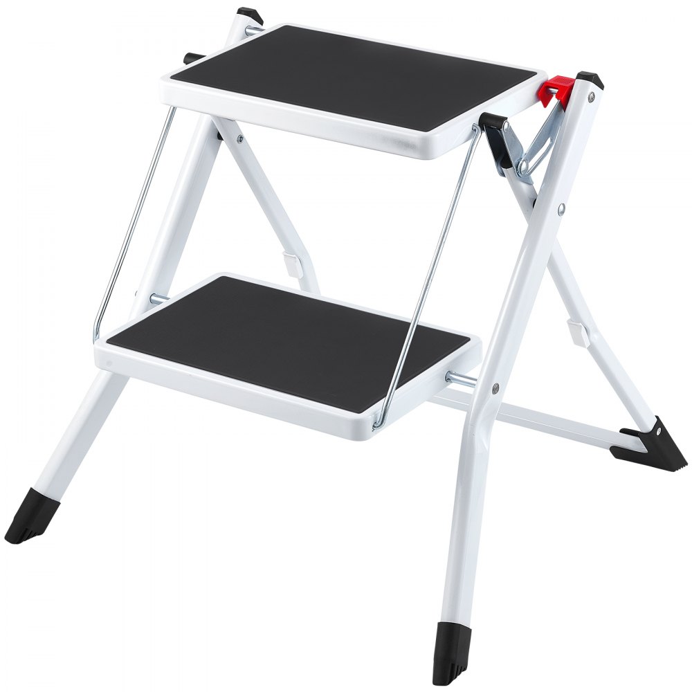 VEVOR Haushaltsleiter 500x480x450mm Trittleiter faltbar aus Stahl Stehleiter 2 Stufe Stufenleiter 150kg Tragfähigkeit Klapptritt Doppelstufenleiter 445mm hoch Küchenleiter Rutschfest Tritthocker