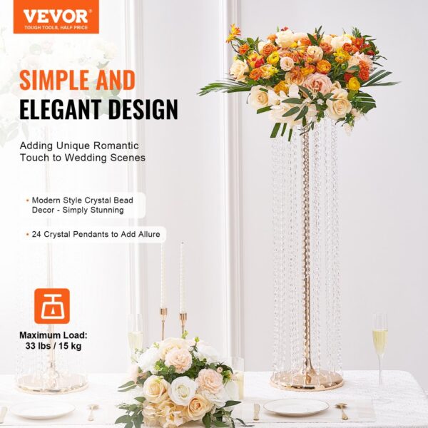 VEVOR 2er-Set Blumenhocker 20x20x90cm Blumenständer Eisen Beistelltisch Modern Kristallvase Gold-Galvanisierung Pflanzenhocker Pflanzenständer Metallständer für Dekoration von Bars Hotels Cafés – Bild 2