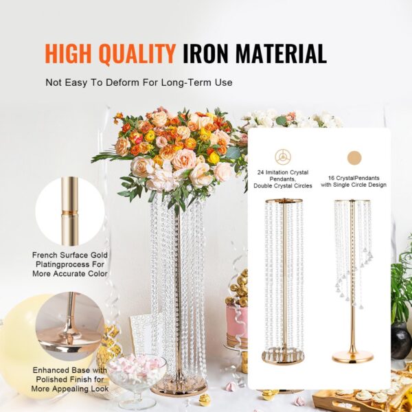 VEVOR 2er-Set Blumenhocker 20x20x90cm Blumenständer Eisen Beistelltisch Modern Kristallvase Gold-Galvanisierung Pflanzenhocker Pflanzenständer Metallständer für Dekoration von Bars Hotels Cafés – Bild 3