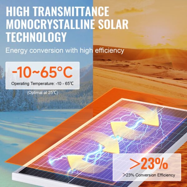VEVOR 200W Solarpanel 2er-Set 12V monokristallinen Solarmodul plus Laderegler 16,66A Solaranlage Umwandlungsrate von 23 % Kompatibel mit AGM-, GEL-, FLD-, LI-Batterien Ideal für Wohnmobile Yachten Zuh – Bild 4