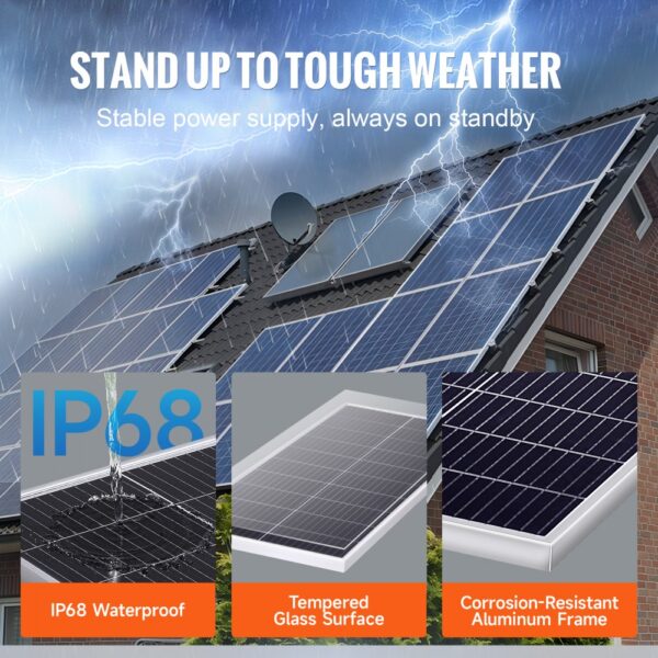 VEVOR 200W Solarpanel 2er-Set 12V monokristallinen Solarmodul plus Laderegler 16,66A Solaranlage Umwandlungsrate von 23 % Kompatibel mit AGM-, GEL-, FLD-, LI-Batterien Ideal für Wohnmobile Yachten Zuh – Bild 5