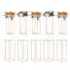 VEVOR 10er-Set Blumenhocker Eckig 28x28x80cm Blumenständer Eisen Beistelltisch Modern Blumensäule Gold-Galvanisierung Pflanzenhocker Pflanzenständer Metallständer für Dekoration von Bars Hotels Cafés