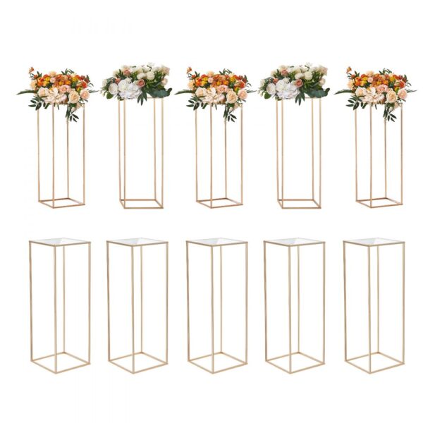VEVOR 10er-Set Blumenhocker Eckig 28x28x80cm Blumenständer Eisen Beistelltisch Modern Blumensäule Gold-Galvanisierung Pflanzenhocker Pflanzenständer Metallständer für Dekoration von Bars Hotels Cafés