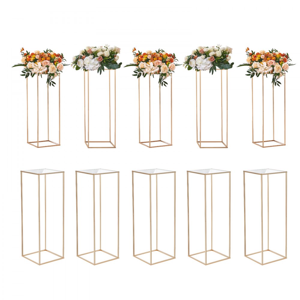 VEVOR 10er-Set Blumenhocker Eckig 28x28x80cm Blumenständer Eisen Beistelltisch Modern Blumensäule Gold-Galvanisierung Pflanzenhocker Pflanzenständer Metallständer für Dekoration von Bars Hotels Cafés
