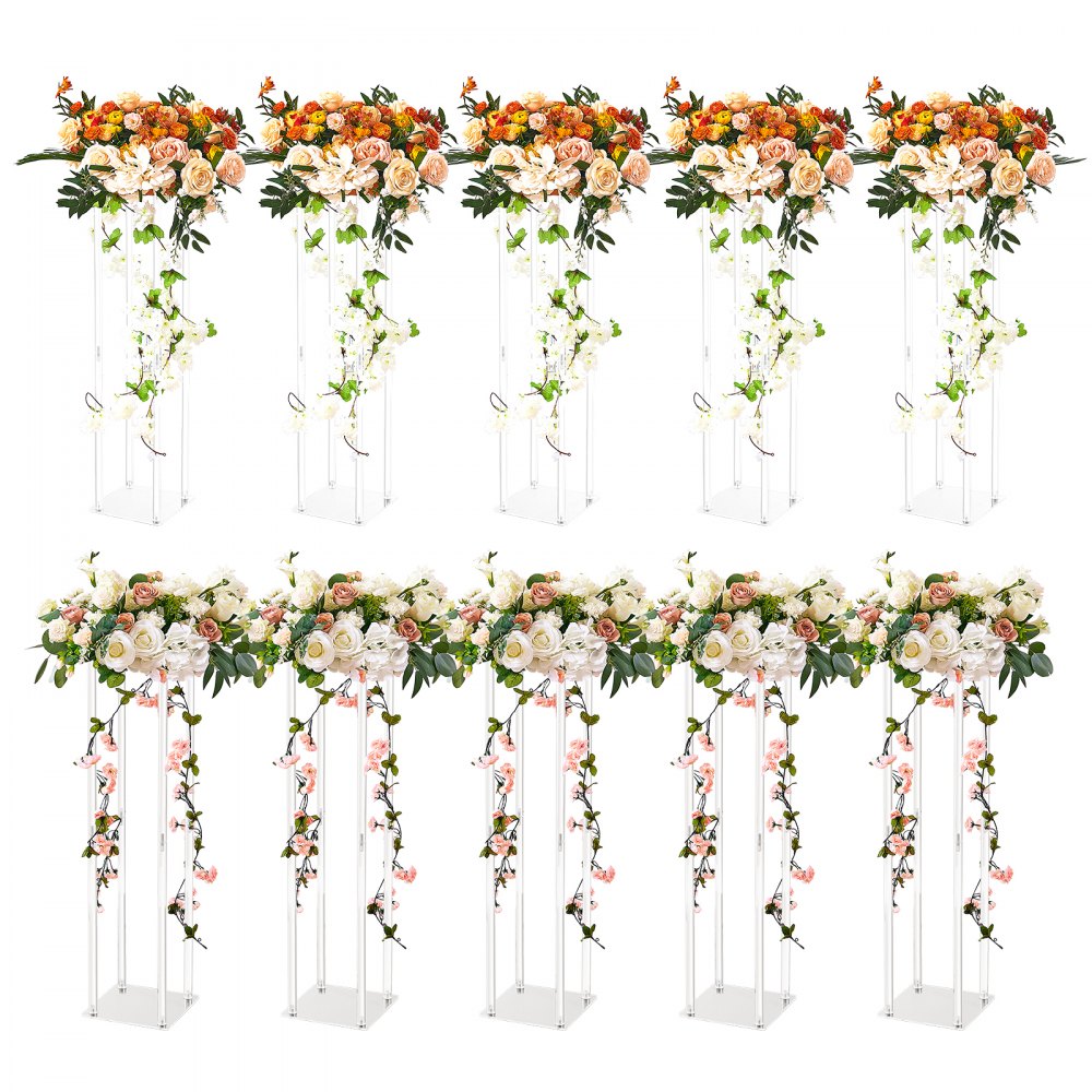 VEVOR 10er-Set Blumenhocker Eckig 20x20x60cm Blumenständer Acryl Beistelltisch Modern Blumensäule Acryl-Laminat Pflanzenhocker Pflanzenständer Metallständer für Dekoration von Bars Hotels Cafés
