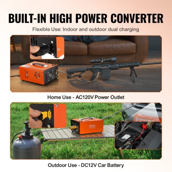 VEVOR PCP Kompressor 30Mpa/4500PSI Luftkompressor 0,5L DC12V & AC120V Tauchkompressor Luftpump inkl. 8-mm-Hochdruckschlauchs mit Schnellkupplung Batterieklemmen Filterwatte Airgun Gewehr – Bild 4