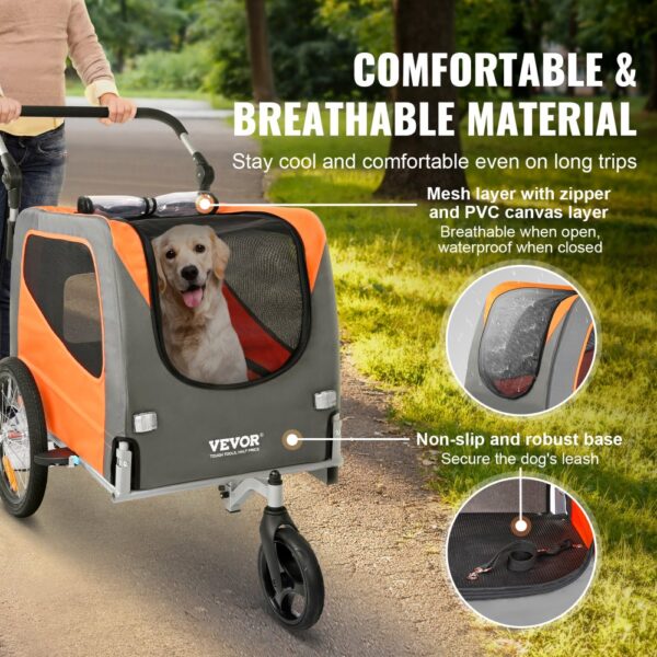 VEVOR Hunde-Fahrradanhänger, trägt bis zu 30 kg, 2-in-1-Fahrradträger für Haustier-Kinderwagen, einfach zusammenklappbarer Wagenrahmen mit Schnellspannrädern, universeller Fahrradkupplung, Reflektoren – Bild 4 VEVOR Hunde-Fahrradanhänger, trägt bis zu 30 kg, 2-in-1-Fahrradträger für Haustier-Kinderwagen, einfach zusammenklappbarer Wagenrahmen mit Schnellspannrädern, universeller Fahrradkupplung, Reflektoren – Bild 4