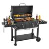 VEVOR Holzkohlegrill 0,50 m² Kohlegrillwagen mit 2 Anhebbaren Holzkohleschalen und Klappbaren Seitentischen, Hitzebeständiger, Pulverbeschichteter Stahlgrill für Terrassen- und Gartenpartys