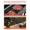 VEVOR Holzkohlegrill 0,50 m² Kohlegrillwagen mit 2 Anhebbaren Holzkohleschalen und Klappbaren Seitentischen, Hitzebeständiger, Pulverbeschichteter Stahlgrill für Terrassen- und Gartenpartys – Bild 4
