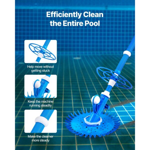 VEVOR Poolsauger mit Saugfunktion, Poolstaubsauger Poolreiniger mit Saugseite, Poolkehrmaschine mit 12 Schläuchen, geeignet für Einbaupools und Aufstellpools bis zu 6,1 x 10,7 m blau – Bild 2
