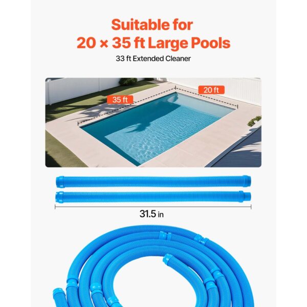 VEVOR Poolsauger mit Saugfunktion, Poolstaubsauger Poolreiniger mit Saugseite, Poolkehrmaschine mit 12 Schläuchen, geeignet für Einbaupools und Aufstellpools bis zu 6,1 x 10,7 m blau – Bild 4