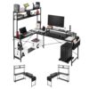 VEVOR Gaming Tisch L-Form 1,7 m, Gamertisch mit Monitorständer & Verschiebbarem CPU-Ständer, Ecktisch 68 kg Tragfähigkeit, Eckschreibtisch Computertisch, Arbeitsstation für Homeoffice
