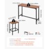 VEVOR Bartisch-Set (3-tlg.) mit 2 Barhocker & abgerundeten Kanten, rechteckiger Kneipentisch Stehtisch (120 x 40 x 90 cm), Bistrotisch Esstisch rustikales Braun Schwarz, geeignet für Büro Minibar – Bild 3